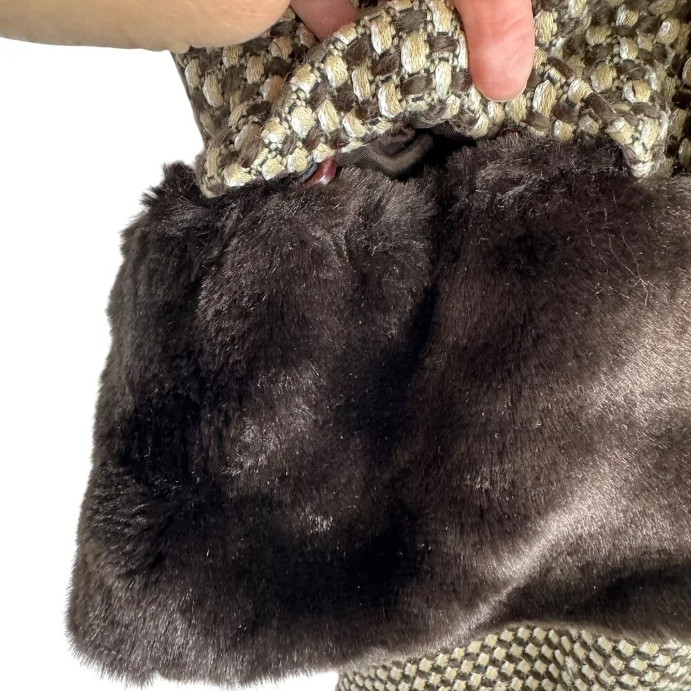 Grace Dane Lewis Vienna Wool Blend Faux Fur Trim Coat Size 6 Vanilla Latte Multi - Picture 8 of 11